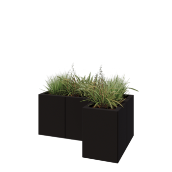 Steel planter - Corner - 90 x 60 x 40 cm - RAL9005 matt (black) - Without bottom plate