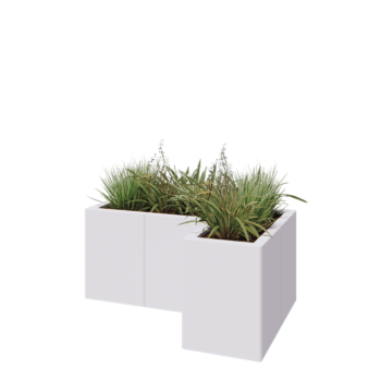 Steel planter - Corner - 90 x 60 x 40 cm - RAL9005 matt (white) - With bottom plate