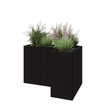 Steel planter - Corner - 90 x 60 x 60 cm - RAL9005 matt (black) - Without bottom plate