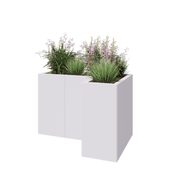 Steel planter - Corner - 90 x 60 x 60 cm - RAL9005 matt (white) - Without bottom plate