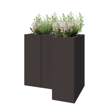 Steel planter - Corner - 90 x 60 x 80 cm - Other RAL colour - With bottom plate