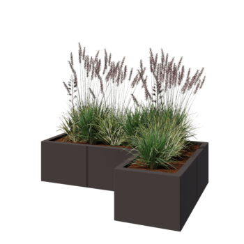Steel planter - Corner - 120 x 80 x 30 cm - Other RAL colour - With bottom plate