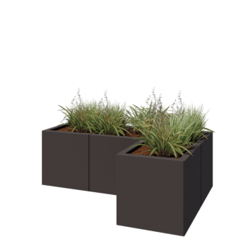 Steel planter - Corner - 120 x 80 x 40 cm - RAL7016 matt (anthracite grey) - With bottom plate