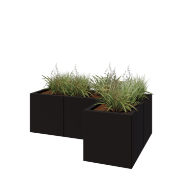Steel planter - Corner - 120 x 80 x 40 cm - RAL9005 matt (black) - Without bottom plate