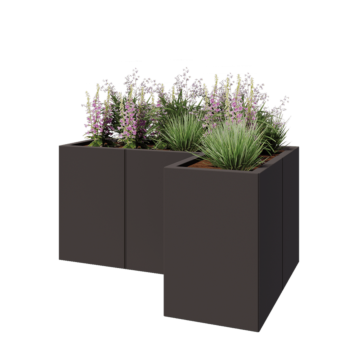 Steel planter - Corner - 120 x 80 x 60 cm - RAL7016 matt (anthracite grey) - With bottom plate