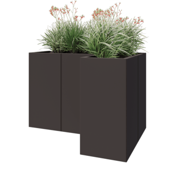 Steel planter - Corner - 120 x 80 x 80 cm - Other RAL colour - With bottom plate