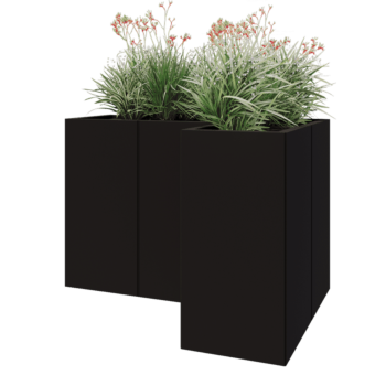 Steel planter - Corner - 120 x 80 x 80 cm - RAL9005 matt (black) - Without bottom plate