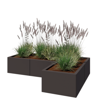 Steel planter - Corner - 150 x 100 x 30 cm - Other RAL colour - Without bottom plate