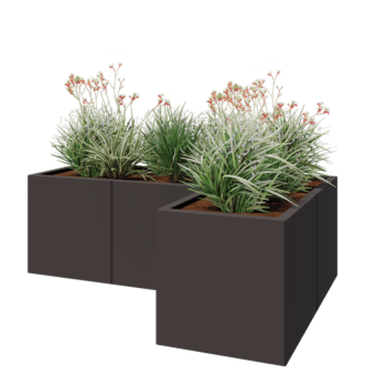 Steel planter - Corner - 150 x 100 x 50 cm - RAL7016 matt (anthracite grey) - Without bottom plate