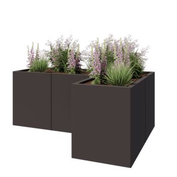 Steel planter - Corner - 150 x 100 x 60 cm - RAL7016 matt (anthracite grey) - Without bottom plate