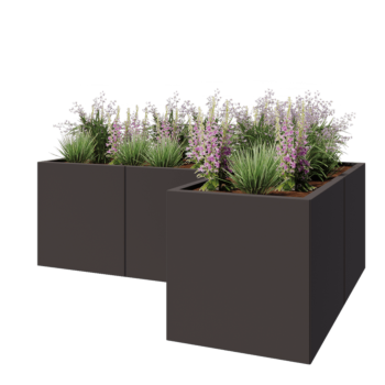 Steel planter - Corner - 180 x 120 x 60 cm - RAL7016 matt (anthracite grey) - Without bottom plate