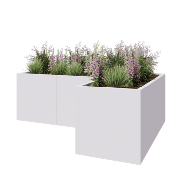 Steel planter - Corner - 180 x 120 x 60 cm - RAL9005 matt (white) - Without bottom plate