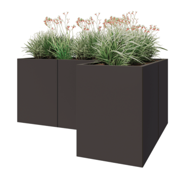 Steel planter - Corner - 180 x 120 x 80 cm - RAL7016 matt (anthracite grey) - Without bottom plate