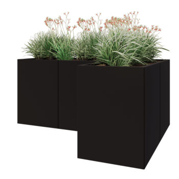 Steel planter - Corner - 180 x 120 x 80 cm - RAL9005 matt (black) - Without bottom plate