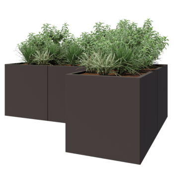 Steel planter - Corner - 210 x 140 x 70 cm - RAL7016 matt (anthracite grey) - With bottom plate