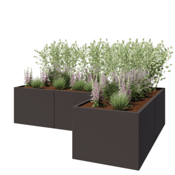 Steel planter - Corner - 240 x 160 x 60 cm - RAL7016 matt (anthracite grey) - With bottom plate