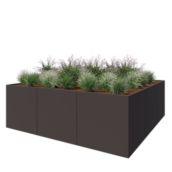 Steel planter XXL - Square - 300 x 300 x 100 cm - Other RAL colour - Without bottom plate