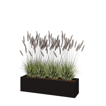 Steel planter - Rectangle - 120 x 30 x 30 cm - RAL9005 matt (black) - With bottom plate