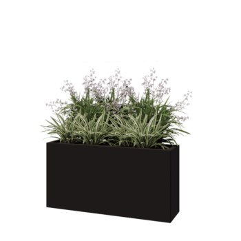 Steel planter - Rectangle - 120 x 30 x 60 cm - RAL9005 matt (black) - With bottom plate