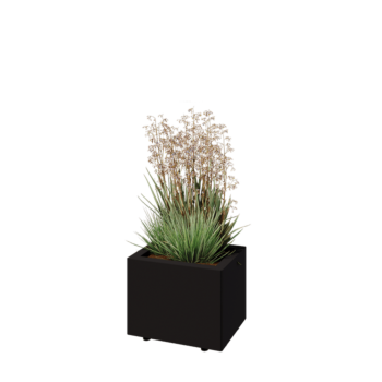 Steel planter - Rectangle - 40 x 30 x 30 cm - RAL9005 matt (black) - With bottom plate - With legs