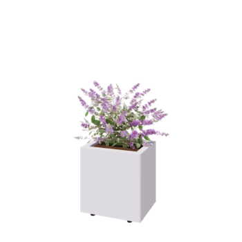 Steel planter - Rectangle - 40 x 30 x 40 cm - RAL9005 matt (white) - With bottom plate - With legs