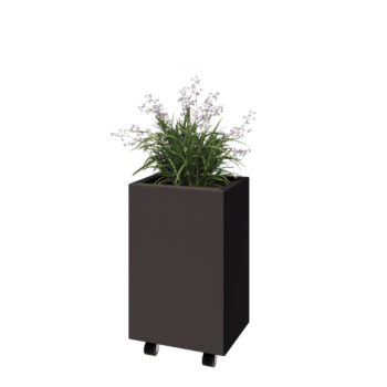 Steel planter - Rectangle - 40 x 30 x 60 cm - Other RAL colour - With bottom plate - With wheels