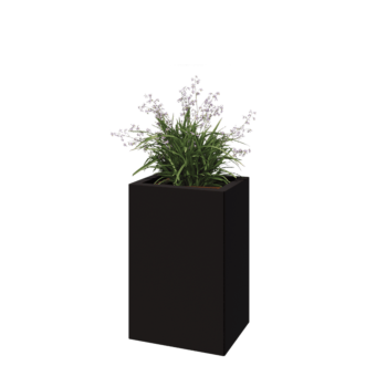 Steel planter - Rectangle - 40 x 30 x 60 cm - RAL9005 matt (black) - With bottom plate