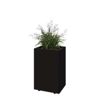 Steel planter - Rectangle - 40 x 30 x 60 cm - RAL9005 matt (black) - With bottom plate - With legs