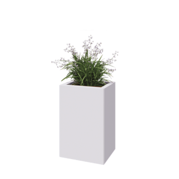 Steel planter - Rectangle - 40 x 30 x 60 cm - RAL9005 matt (white) - With bottom plate