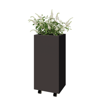 Steel planter - Rectangle - 40 x 30 x 80 cm - Other RAL colour - With bottom plate - With wheels