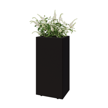 Steel planter - Rectangle - 40 x 30 x 80 cm - RAL9005 matt (black) - With bottom plate - With legs
