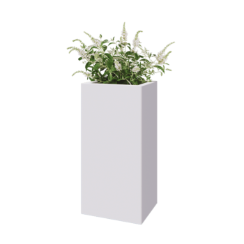 Steel planter - Rectangle - 40 x 30 x 80 cm - RAL9005 matt (white) - With bottom plate
