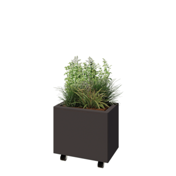Steel planter - Rectangle - 50 x 30 x 40 cm - Other RAL colour - With bottom plate - With wheels