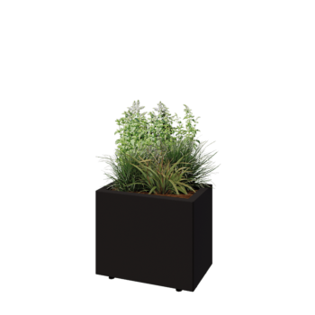 Steel planter - Rectangle - 50 x 30 x 40 cm - RAL9005 matt (black) - With bottom plate - With legs
