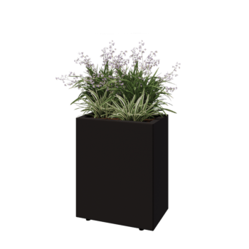 Steel planter - Rectangle - 50 x 30 x 60 cm - RAL9005 matt (black) - With bottom plate - With legs