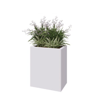 Steel planter - Rectangle - 50 x 30 x 60 cm - RAL9005 matt (white) - With bottom plate