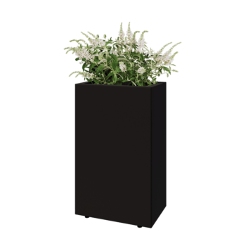 Steel planter - Rectangle - 50 x 30 x 80 cm - RAL9005 matt (black) - With bottom plate - With legs