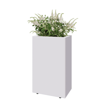 Steel planter - Rectangle - 50 x 30 x 80 cm - RAL9005 matt (white) - With bottom plate - With legs