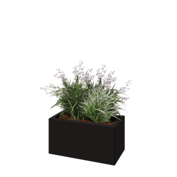 Steel planter - Rectangle - 60 x 30 x 30 cm - RAL9005 matt (black) - With bottom plate