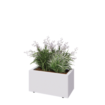 Steel planter - Rectangle - 60 x 30 x 30 cm - RAL9005 matt (white) - With bottom plate - With legs