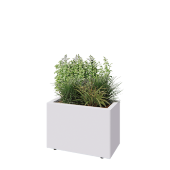 Steel planter - Rectangle - 60 x 30 x 40 cm - RAL9005 matt (white) - With bottom plate - With legs