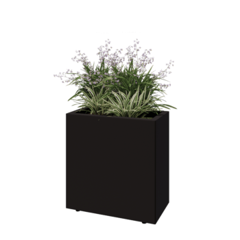 Steel planter - Rectangle - 60 x 30 x 60 cm - RAL9005 matt (black) - With bottom plate - With legs