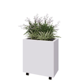 Steel planter - Rectangle - 60 x 30 x 60 cm - RAL9005 matt (white) - With bottom plate - With wheels