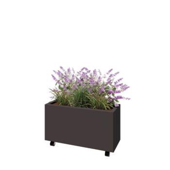 Steel planter - Rectangle - 80 x 30 x 40 cm - RAL7016 matt (anthracite grey) - With bottom plate - With wheels