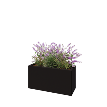 Steel planter - Rectangle - 80 x 30 x 40 cm - RAL9005 matt (black) - With bottom plate