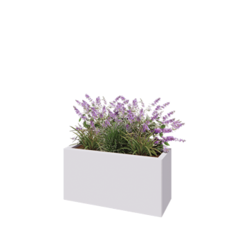 Steel planter - Rectangle - 80 x 30 x 40 cm - RAL9005 matt (white) - With bottom plate