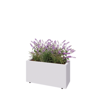 Steel planter - Rectangle - 80 x 30 x 40 cm - RAL9005 matt (white) - With bottom plate - With legs