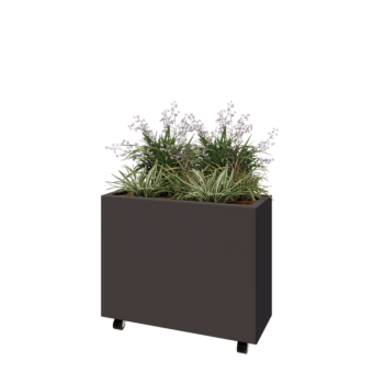 Steel planter - Rectangle - 80 x 30 x 60 cm - Other RAL colour - With bottom plate - With wheels