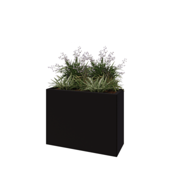 Steel planter - Rectangle - 80 x 30 x 60 cm - RAL9005 matt (black) - Without bottom plate
