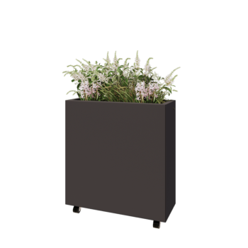 Steel planter - Rectangle - 80 x 30 x 80 cm - RAL7016 matt (anthracite grey) - With bottom plate - With wheels